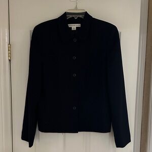 Navy Blue Josephine Chaus Button-Front Suit Jacket with Matching Skirt and Pants